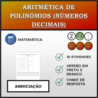 Exercício de associação: Aritmética de polinómios (números decimais)