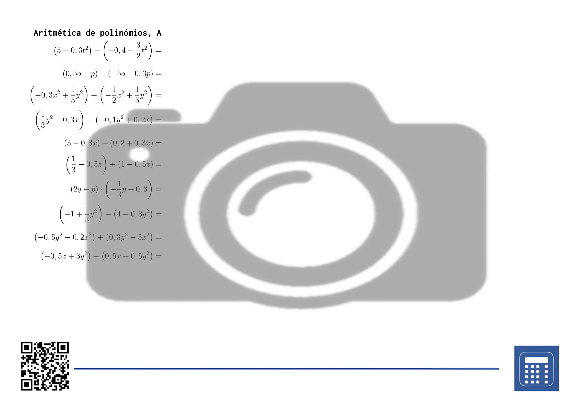 Folha de trabalho: Aritmética de polinómios - Image 2
