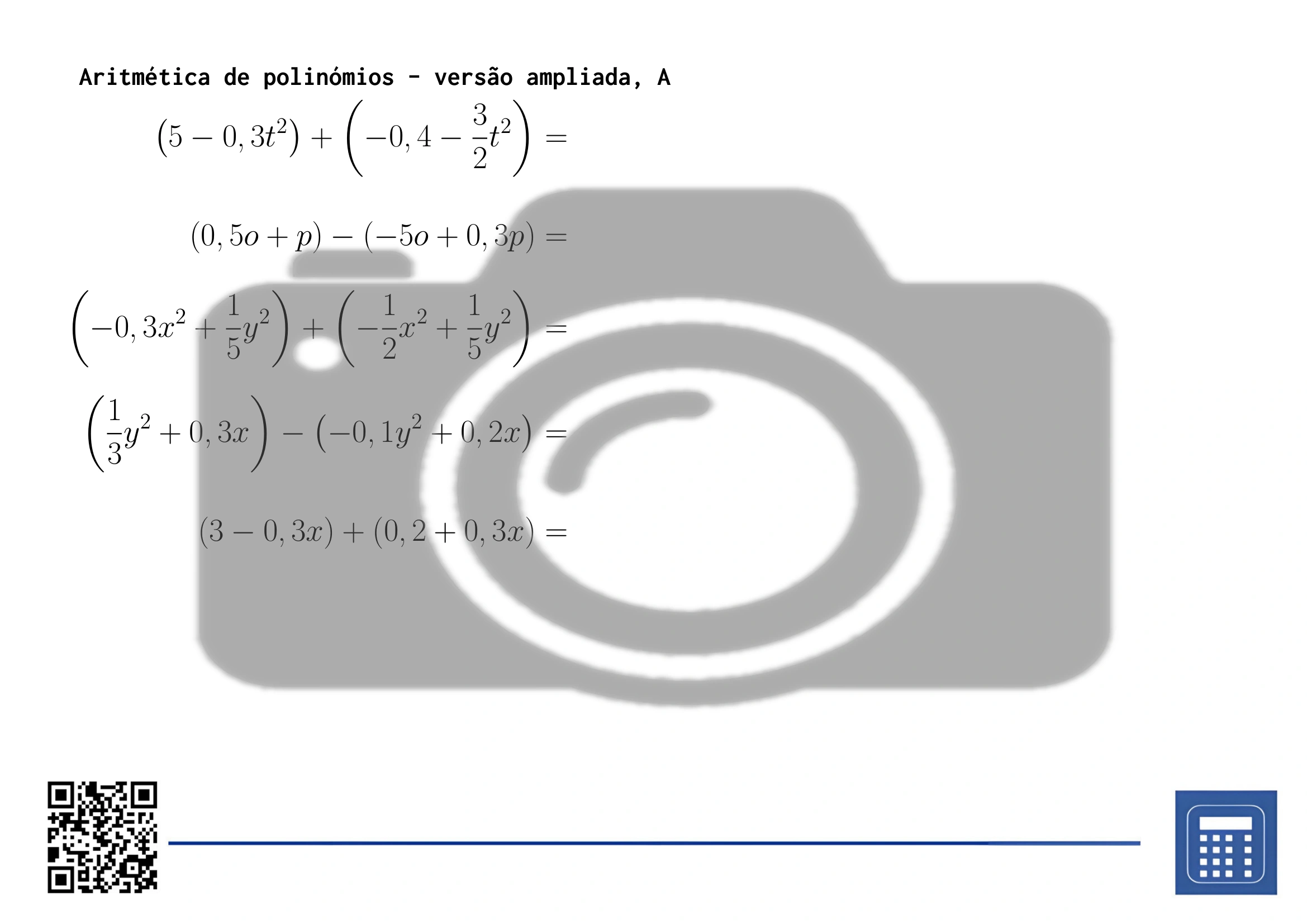 Folha de trabalho: Aritmética de polinómios - Image 3