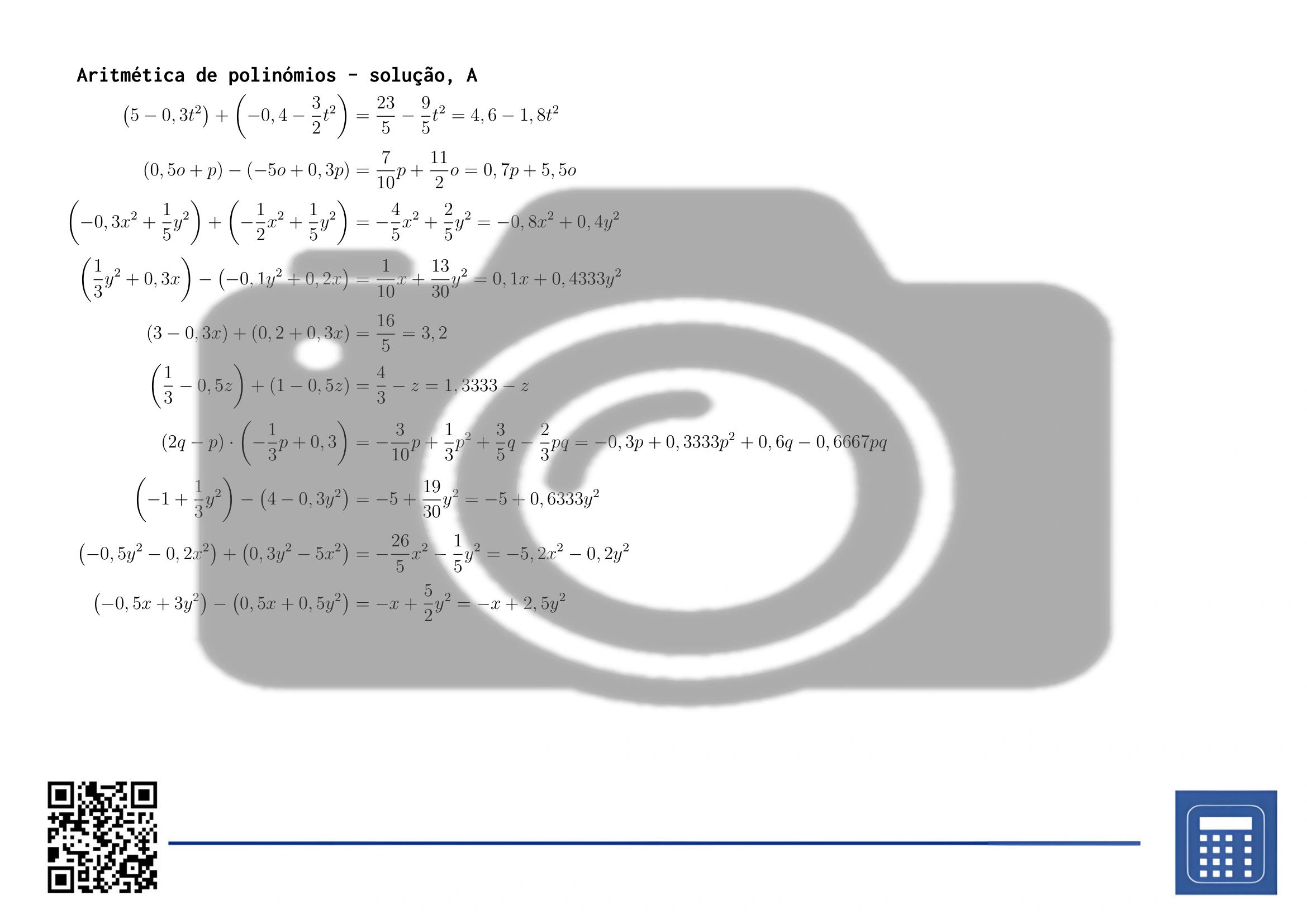 Folha de trabalho: Aritmética de polinómios - Image 4
