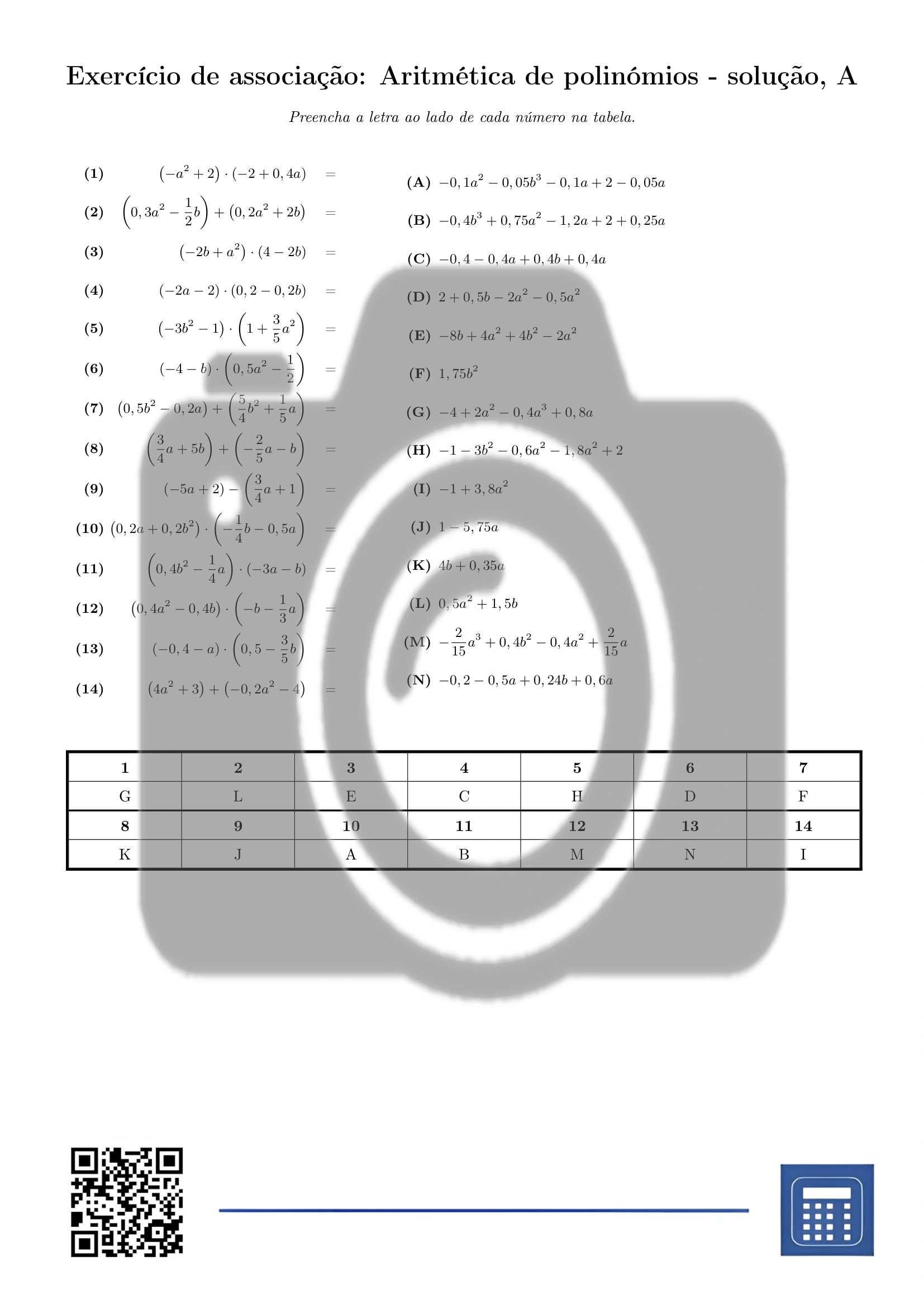 Exercício de associação: Aritmética de polinómios - Image 3