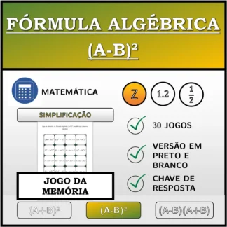Jogo da memória: Fórmula algébrica (A-B)², simplificação (números inteiros)