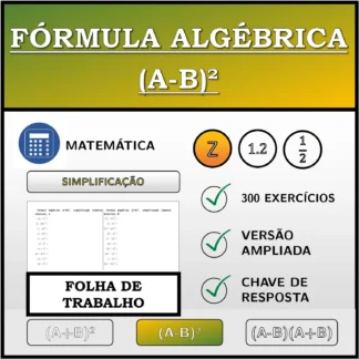 Folha de trabalho: Fórmula algébrica (A-B)², simplificação (números inteiros)