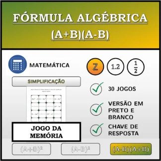 Jogo da memória: Fórmula algébrica (A+B)(A-B), simplificação (números inteiros)