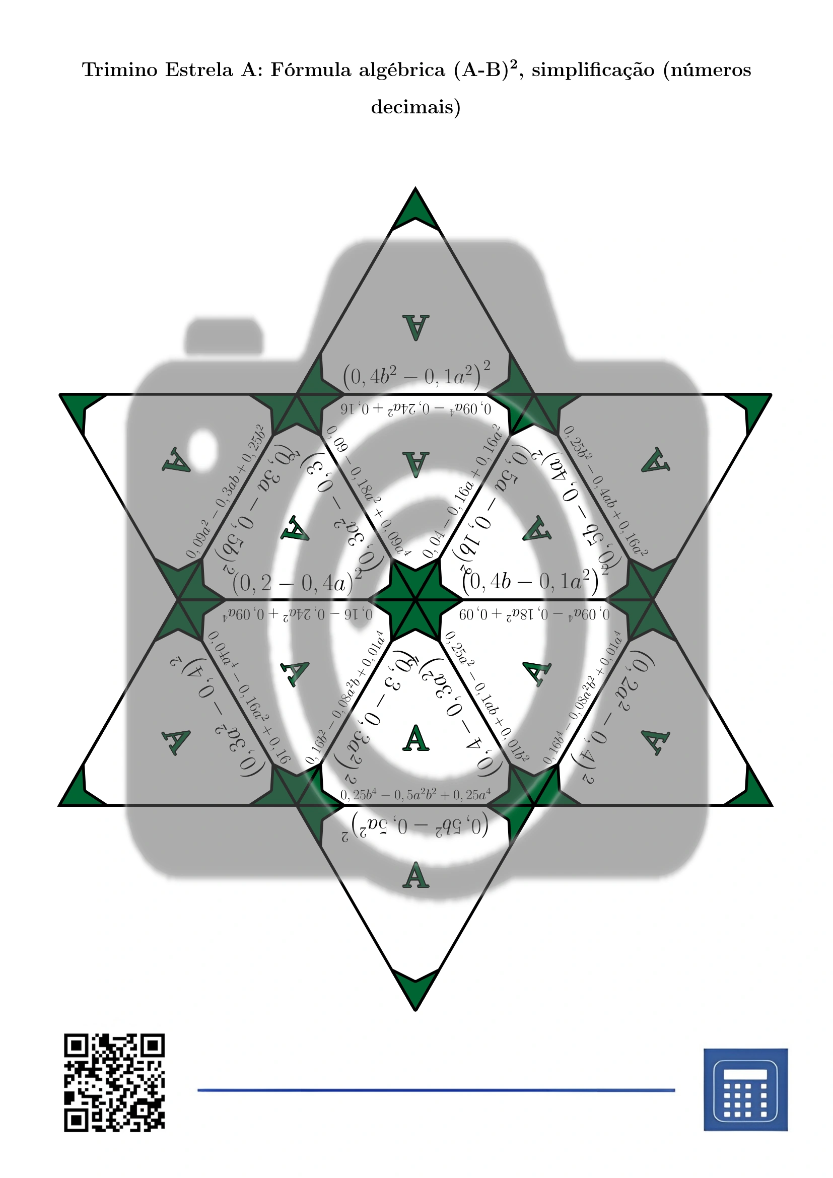 Trimino: Fórmula algébrica (A-B)², simplificação (números decimais) - Image 4