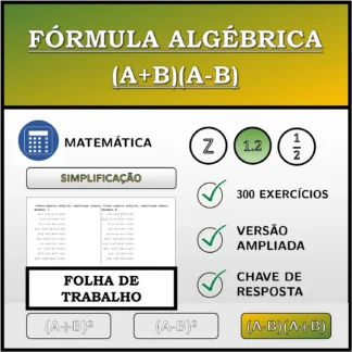 Folha de trabalho: Fórmula algébrica (A+B)(A-B), simplificação (números decimais)