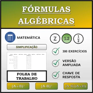 Folha de trabalho: Fórmulas algébricas, simplificação (números decimais)