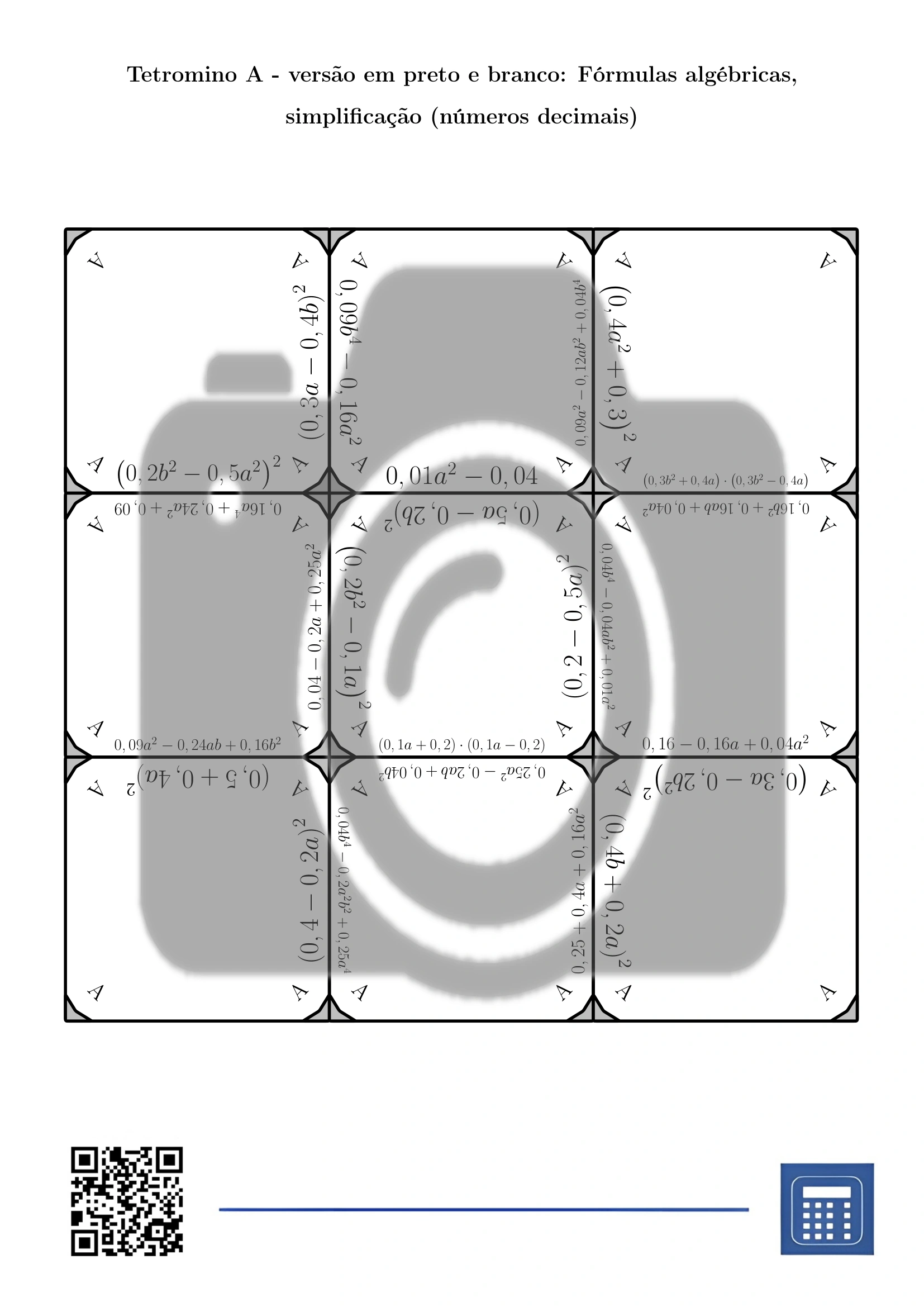 Tetromino: Fórmulas algébricas, simplificação (números decimais) - Image 3