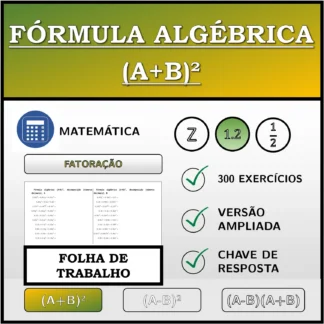 Folha de trabalho: Fórmula algébrica (A+B)², decomposição (números decimais)