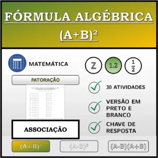 Exercício de associação: Fórmula algébrica (A+B)², decomposição (números decimais)