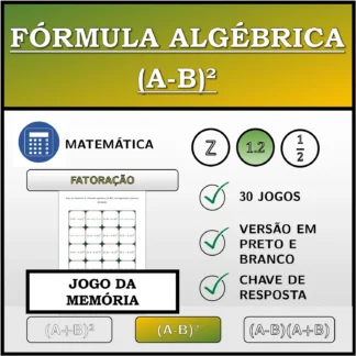 Jogo da memória: Fórmula algébrica (A-B)², decomposição (números decimais)