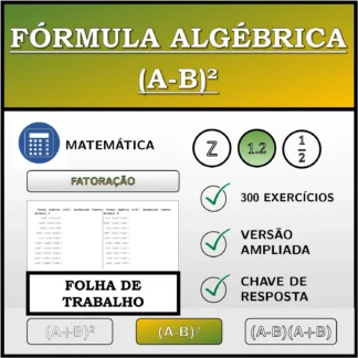 Folha de trabalho: Fórmula algébrica (A-B)², decomposição (números decimais)