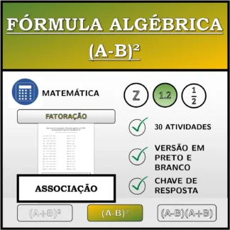 Exercício de associação: Fórmula algébrica (A-B)², decomposição (números decimais)