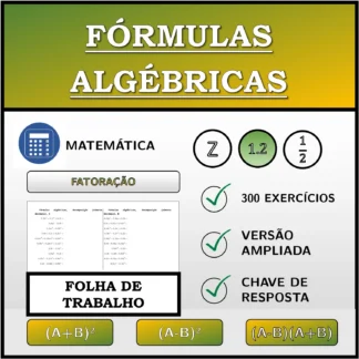 Folha de trabalho: Fórmulas algébricas, decomposição (números decimais)