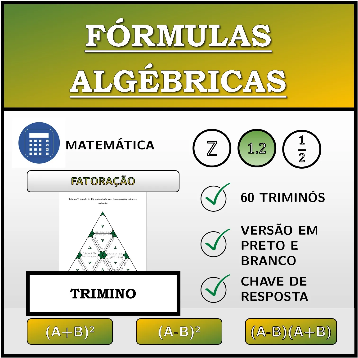 Trimino: Fórmulas algébricas, decomposição (números decimais)