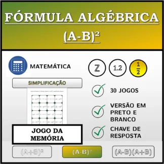 Jogo da memória: Fórmula algébrica (A-B)², simplificação (frações)