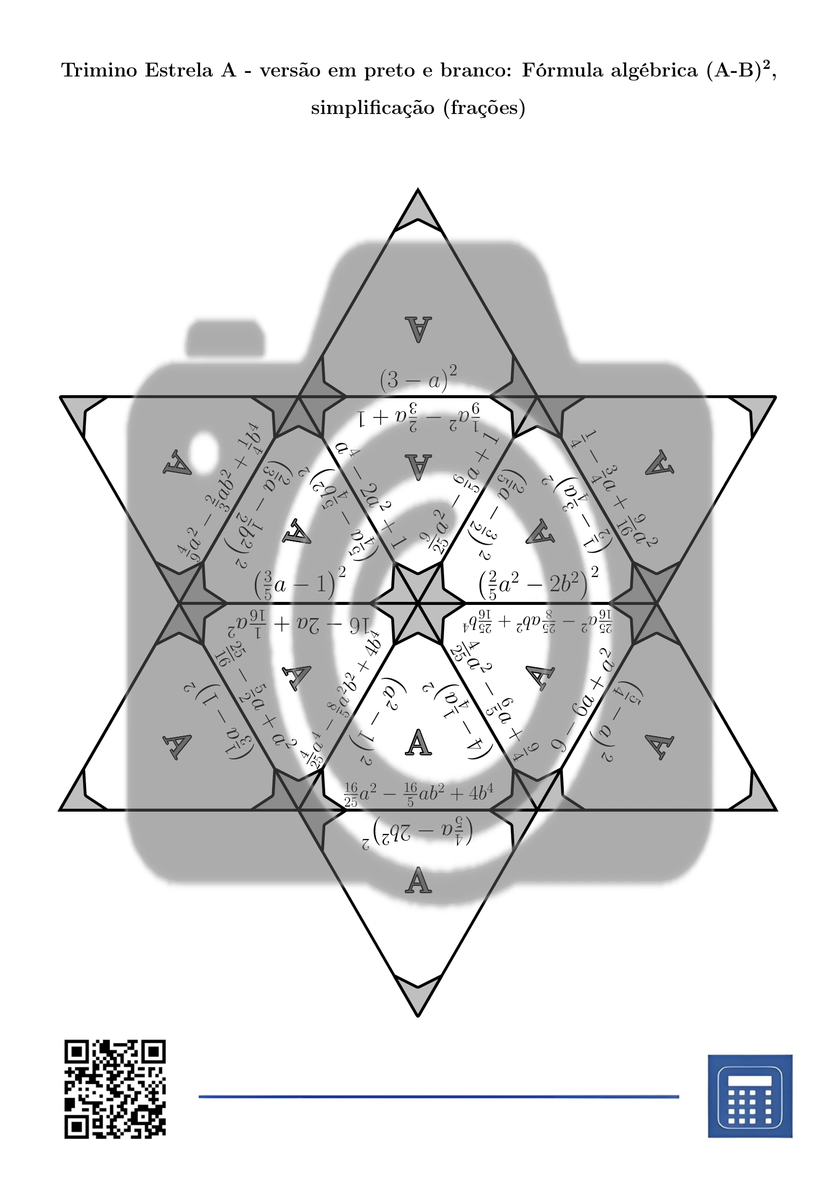 Trimino: Fórmula algébrica (A-B)², simplificação (frações) - Image 5