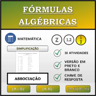 Exercício de associação: Fórmulas algébricas, simplificação (frações)