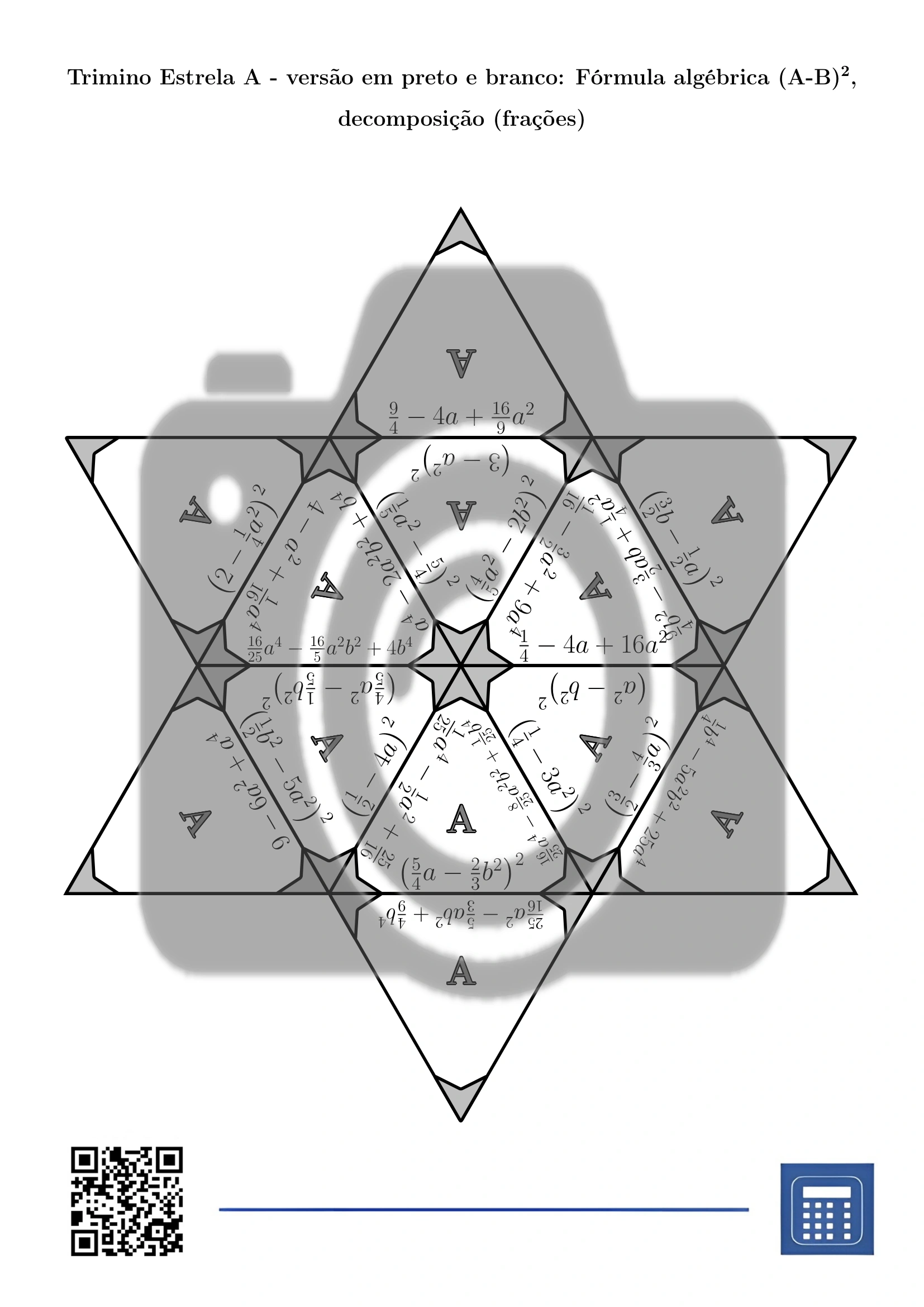 Trimino: Fórmula algébrica (A-B)², decomposição (frações) - Image 5