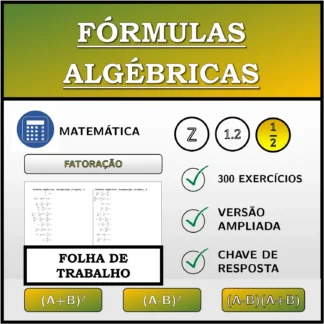 Folha de trabalho: Fórmulas algébricas, decomposição (frações)