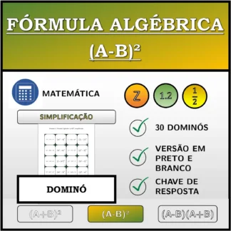 Dominó: Fórmula algébrica (A-B)², simplificação