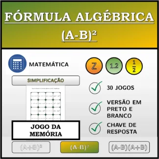 Jogo da memória: Fórmula algébrica (A-B)², simplificação