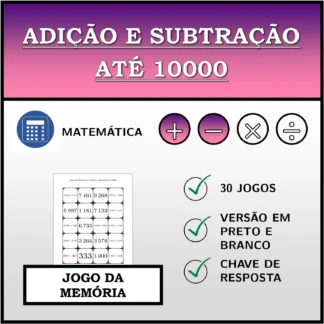 Jogo da memória: Adição e subtração até 10000