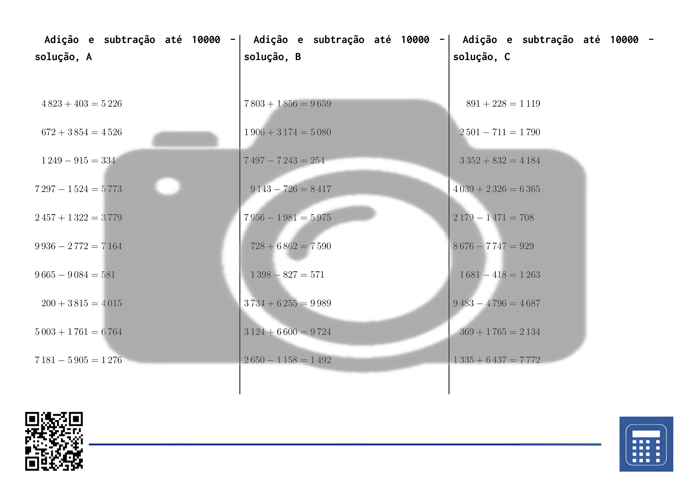 Folha de trabalho: Adição e subtração até 10000 - Image 4