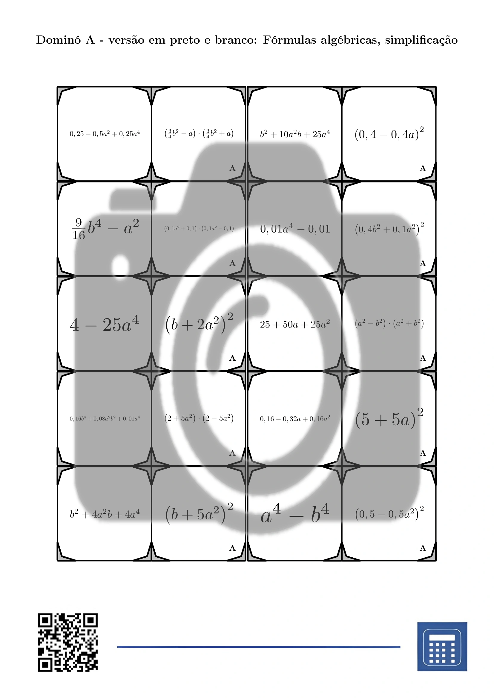 Dominó: Fórmulas algébricas, simplificação - Image 3