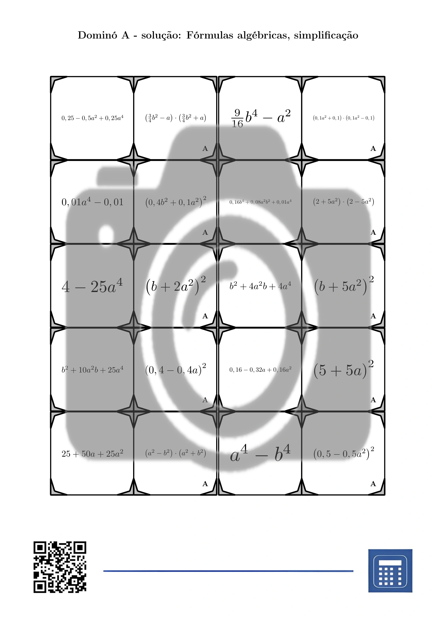 Dominó: Fórmulas algébricas, simplificação - Image 4