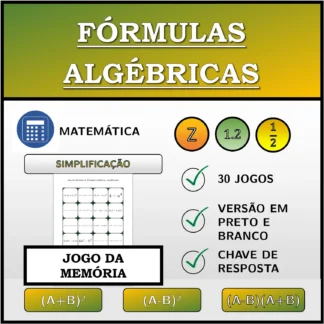 Jogo da memória: Fórmulas algébricas, simplificação