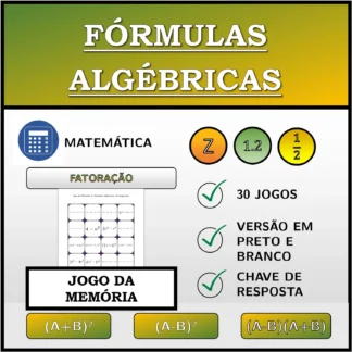 Jogo da memória: Fórmulas algébricas, decomposição