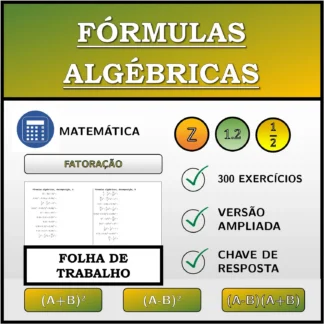 Folha de trabalho: Fórmulas algébricas, decomposição