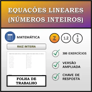 Folha de trabalho: Equações lineares (números inteiros), raiz inteira