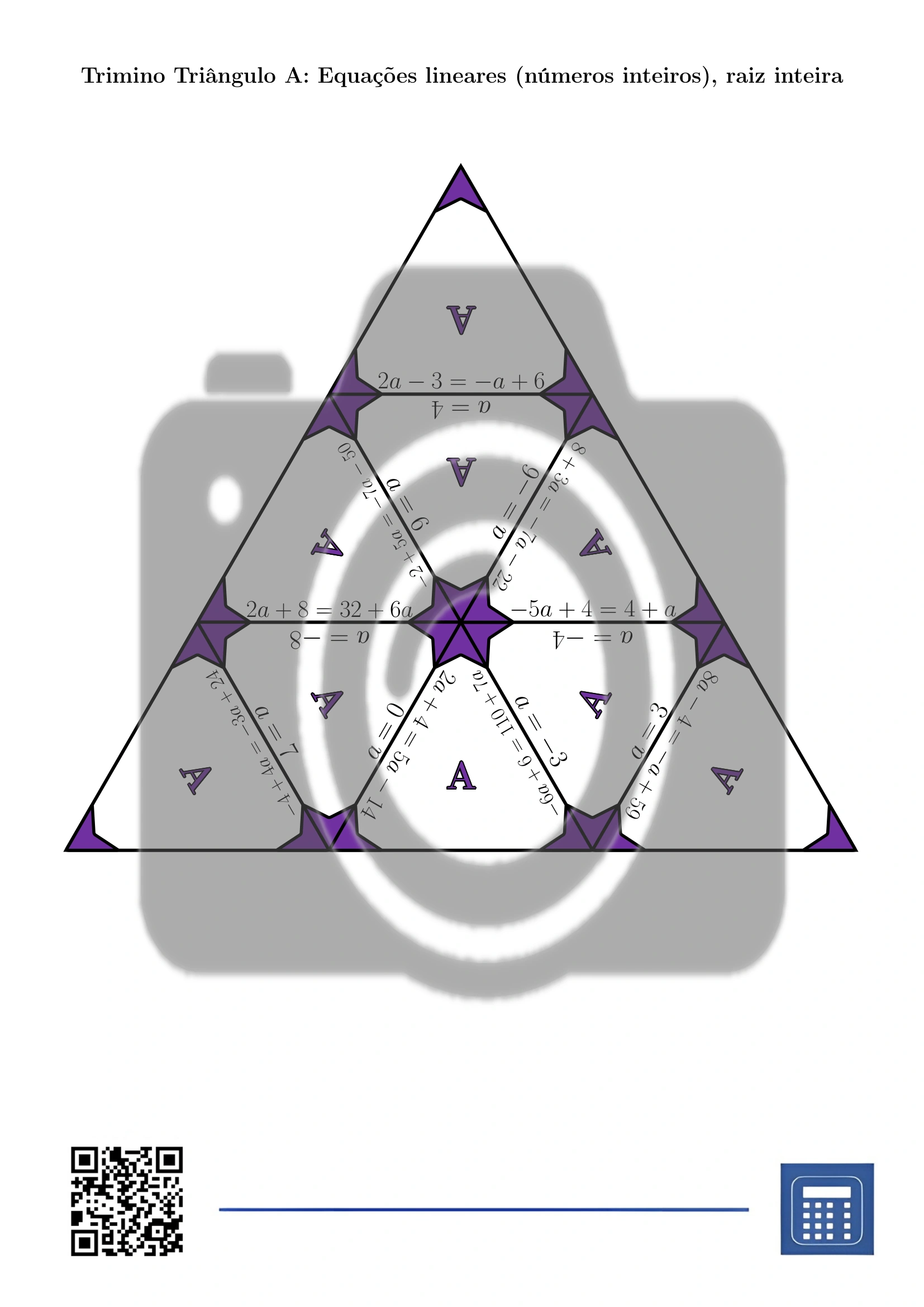 Trimino: Equações lineares (números inteiros), raiz inteira - Image 2