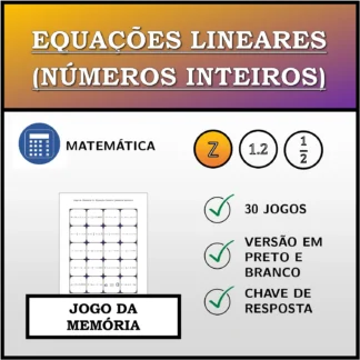 Jogo da memória: Equações lineares (números inteiros)
