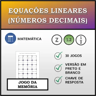 Jogo da memória: Equações lineares (números decimais)