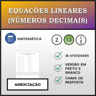 Exercício de associação: Equações lineares (números decimais)