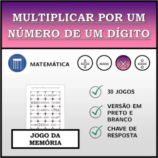 Jogo da memória: Multiplicar por um número de um dígito