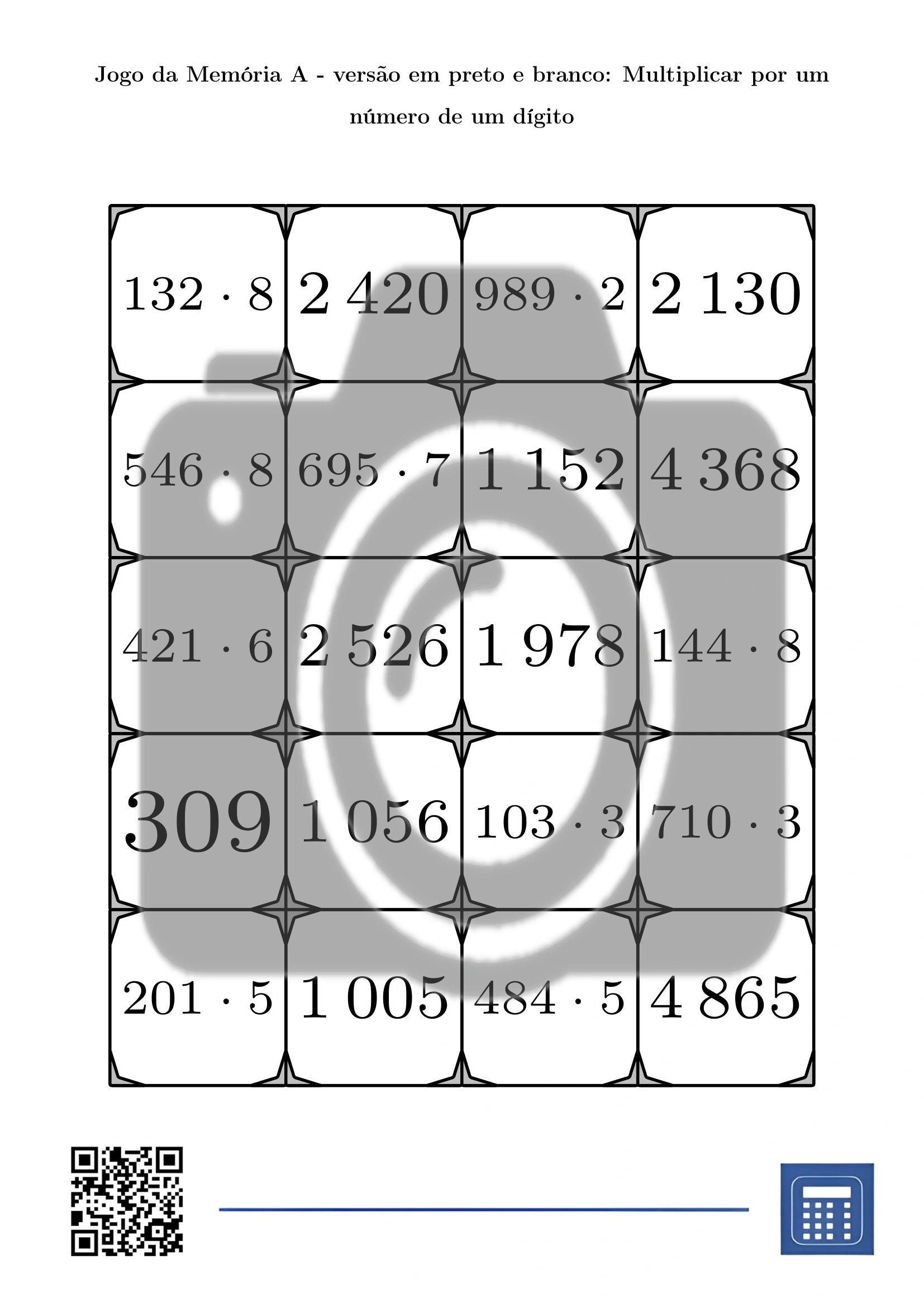 Jogo da memória: Multiplicar por um número de um dígito - Image 3