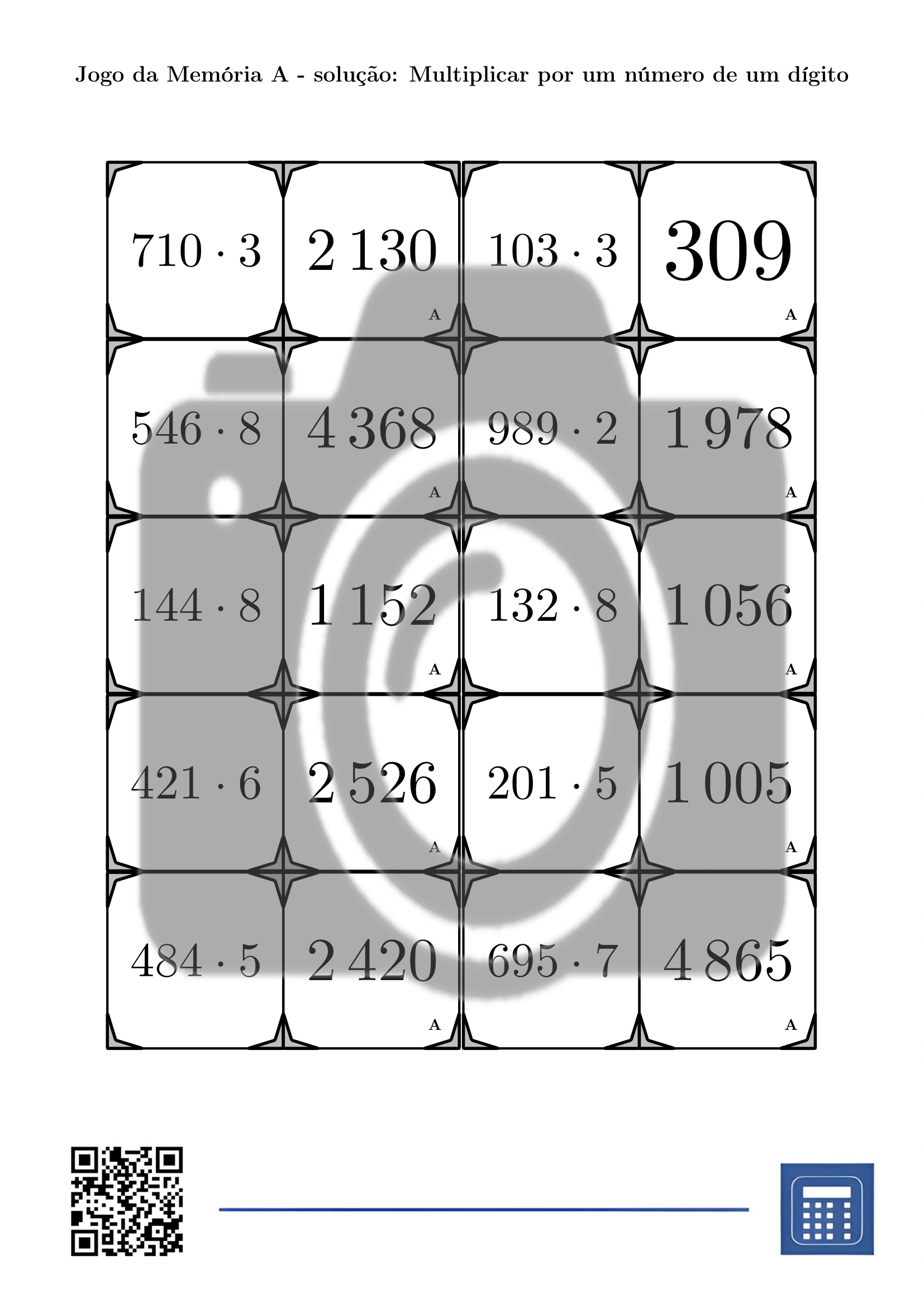 Jogo da memória: Multiplicar por um número de um dígito - Image 4