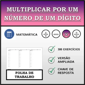 Folha de trabalho: Multiplicar por um número de um dígito