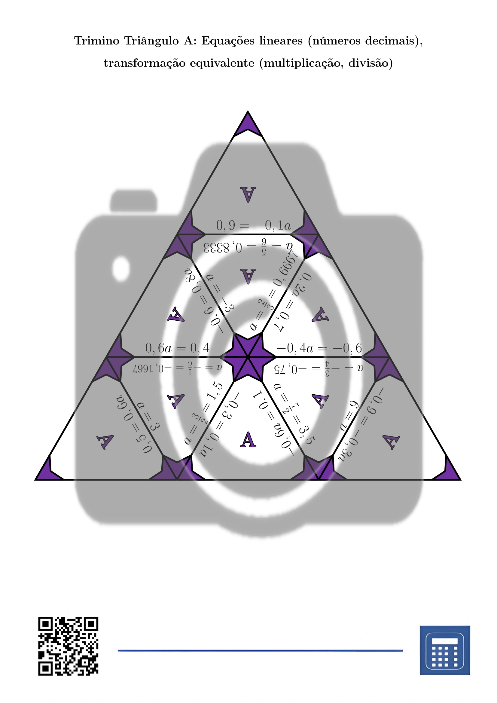 Trimino: Equações lineares (números decimais), transformação equivalente (multiplicação, divisão) - Image 2