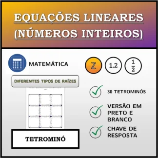 Tetromino: Equações lineares (números inteiros), diferentes tipos de raízes