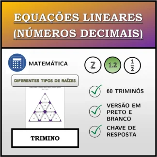 Trimino: Equações lineares (números decimais), diferentes tipos de raízes