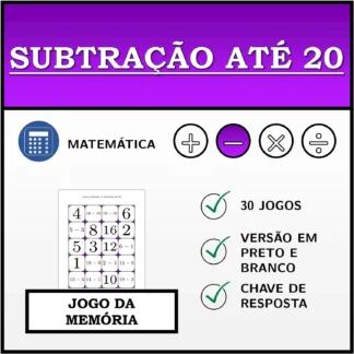 Jogo da memória: Subtração até 20