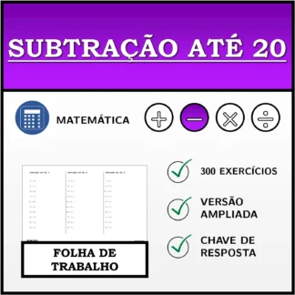 Folha de trabalho: Subtração até 20