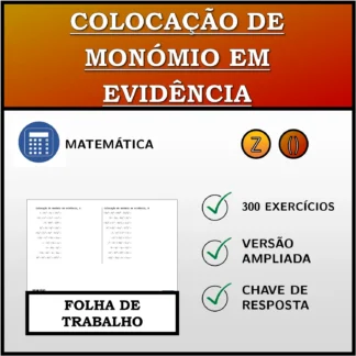 Folha de trabalho: Colocação de monómio em evidência