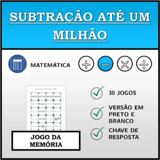 Jogo da memória: Subtração até um milhão