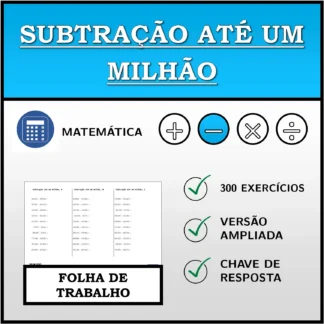 Folha de trabalho: Subtração até um milhão